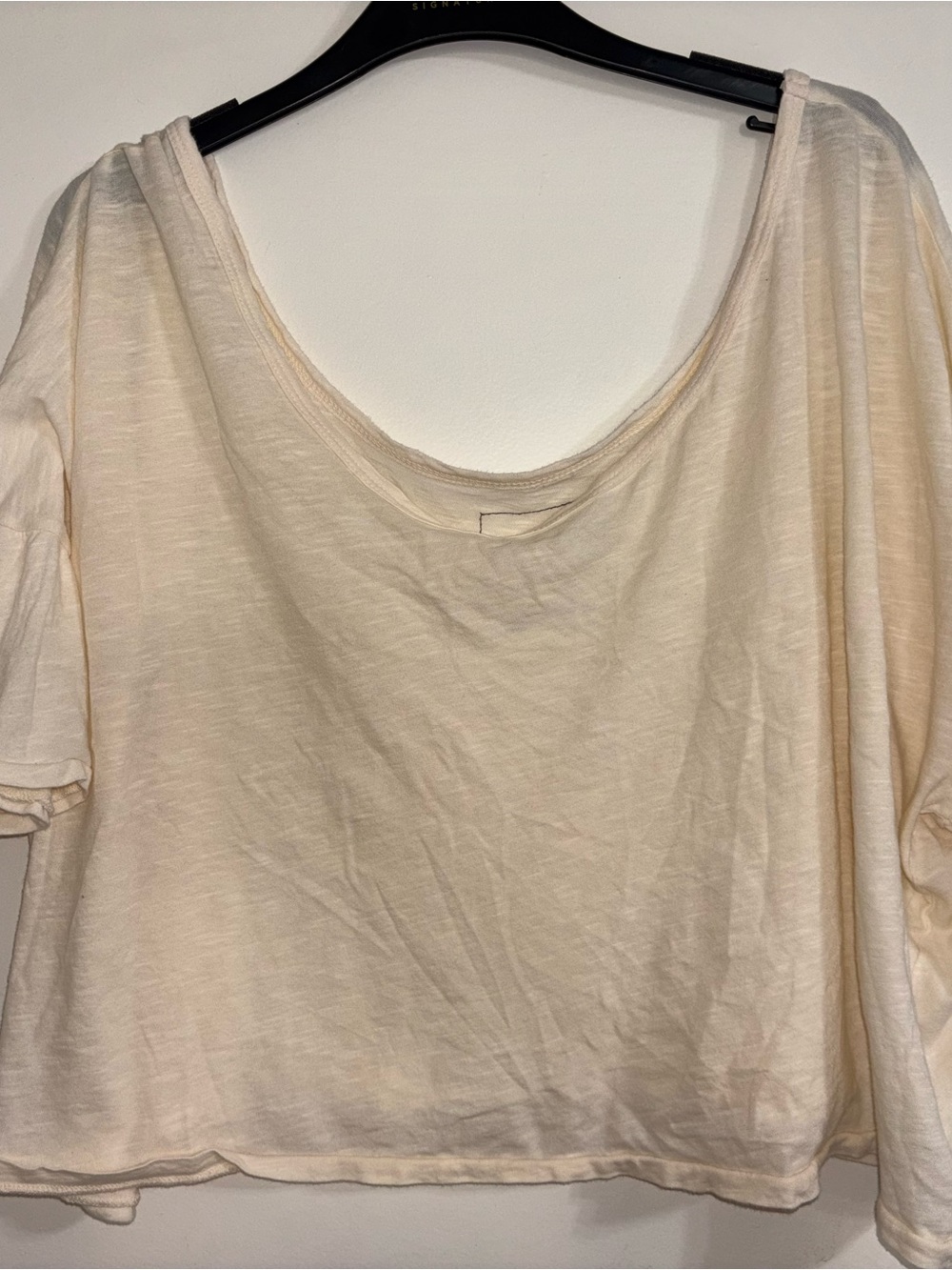 Free People Scoop Neck Cropped Tee in Cream XS New